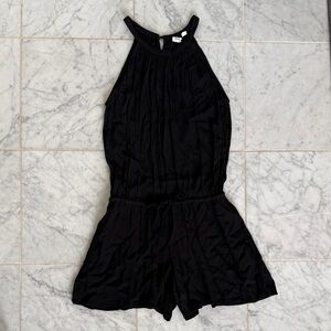 GAP Apron Neck Tie Waist Romper, Black, Size XS